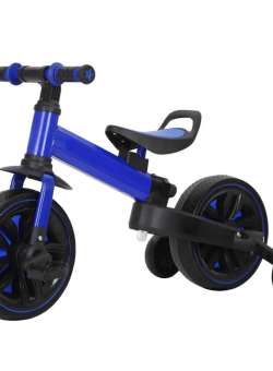 Bicicleta cu roti ajutatoare 3 in 1 pentru baieti 12 inch Ocie Quad Albastra