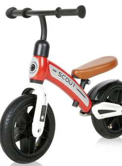 Bicicleta de echilibru fara pedale pentru fete roti cauciuc 10 inch Lorelli Scout Air Rosie