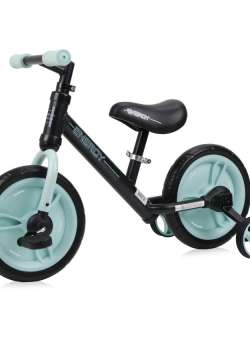 Bicicleta fara pedale pentru baieti 11 inch Lorelli Energy 2020 negru verde cu roti ajutatoare