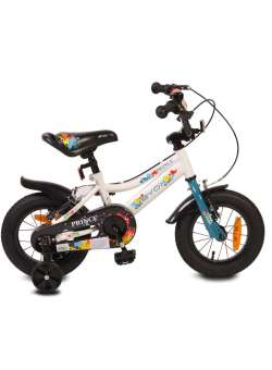 Bicicleta pentru baieti 12 inch Byox Prince alb cu roti ajutatoare