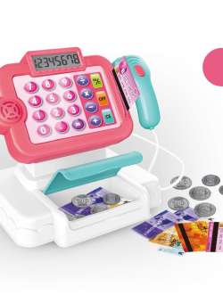 Casa de marcat de jucarie Mini Shop Roz cu monezi si carduri
