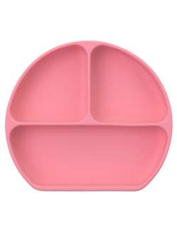 Farfurie diversificare divizata din silicon cu ventuza anti-alunecare - Baby Pink