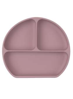 Pachet Bol rotund + Farfurie divizata + Cana anti-varsare + Baveta din silicon, Melvelo - Pink Plum