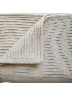 Patura tricotata 80 x 100 cm din 100% bumbac organic, Mushie, Ribbed - Beige Melange