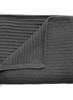 Patura tricotata 80 x 100 cm din 100% bumbac organic, Mushie, Ribbed - Dark Gray Melange