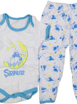 Pijama, Body si pantalon Strumf pentru copii, Albastru