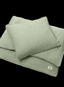 Set lenjerie de pat pentru copii 70 x100 cm, fata de perna + husa pilota , 100% bumbac organic, BIBS - Sage